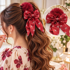 Bow Furry Ponytail-01 (Maroon)
