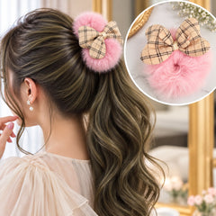 Bow Furry Ponytail-02 (Baby Pink)