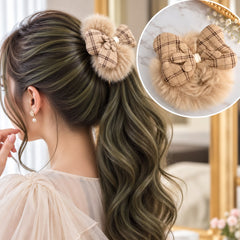 Bow Furry Ponytail-02 (Light Brown)