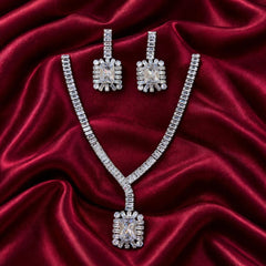 Premium Zircon Necklace-26 (Silver)