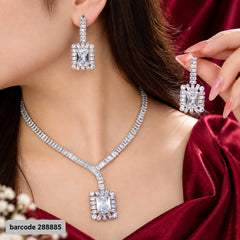 Premium Zircon Necklace-26 (Silver)