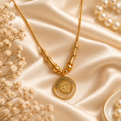 Gold Plated Pendant-351 (Golden/Black)(MashaAllah)
