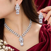 Premium Zircon Necklace-27 (Silver)