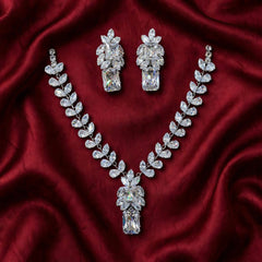 Premium Zircon Necklace-27 (Silver)