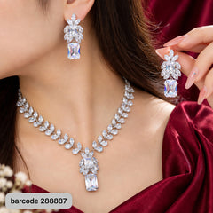 Premium Zircon Necklace-27 (Silver)