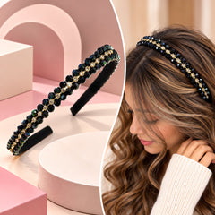Crystal Beaded Headband (Black)