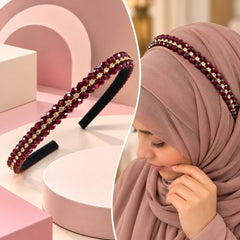 Crystal Beaded Headband (Maroon)