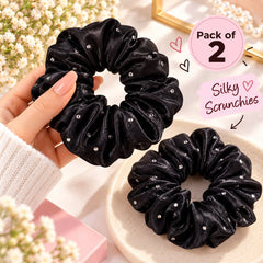 Silk Satin Scrunchies-02 (Black)