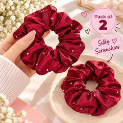 Silk Satin Scrunchies-02 (Maroon)