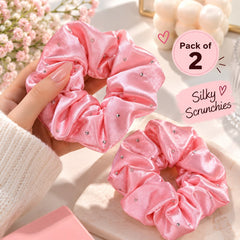 Silk Satin Scrunchies-02 (Pink)