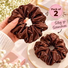 Silk Satin Scrunchies-02 (Brown)
