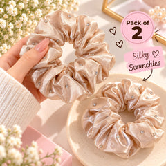 Silk Satin Scrunchies-02 (Beige)