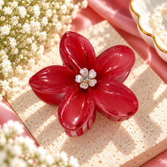 Floral Hair Claw Clip (Red)