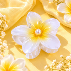 Floral Pearl Hair Claw Clip (Yellow)