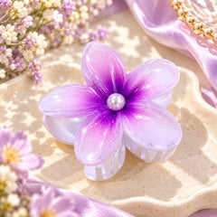 Floral Pearl Hair Claw Clip (Purple)