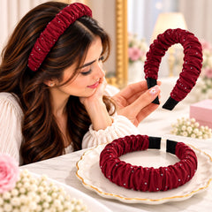Ruffle Fancy Headband-02 (Maroon)