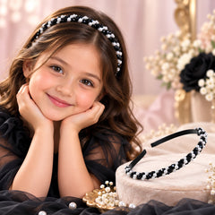 Pearl Beaded Kids Hairband (Black)