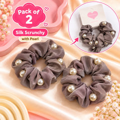 Pearl Silk Scrunchies-01 (Gray)