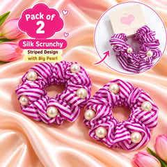 Pearl Silk Scrunchies-02 (Purple)
