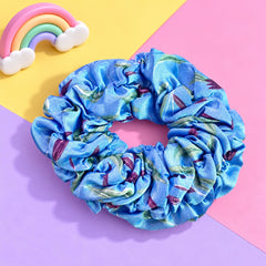 Floral Silk Scrunchie-02 (Blue)