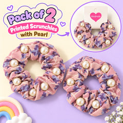 Floral Pearl Scrunchies Pony-02 (Pink)