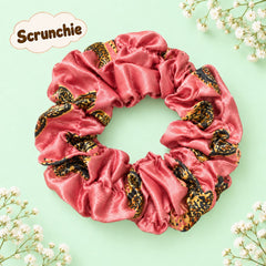 Printed Silk Scrunchie-03 (Pink)