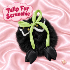 Tulip Fur Scrunchie (Black)