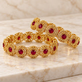 Fancy Kara Pair-85 (Golden/Maroon)