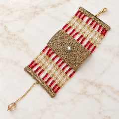 Gold Plated Angla Bracelet-09 (Golden/Maroon)