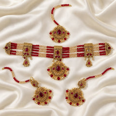 Rajwadi Choker Set-06 (Golden/Maroon)