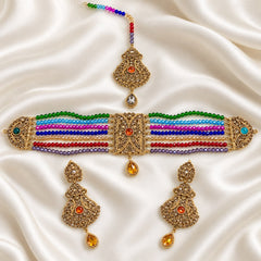 Rajwadi Choker Set-09 (Golden)