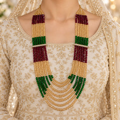 Layer Beaded Mala-07 (Golden/Multi)