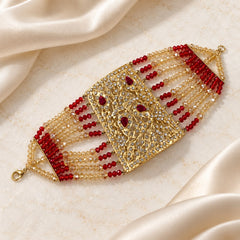 Gold Plated Angla Bracelet-12 (Golden/Maroon)