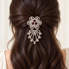 Rhinestone Hair Brooch-01 (Maroon)