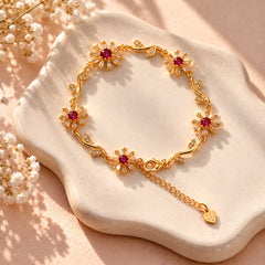Zircon Bracelet-112 (Golden/Maroon)