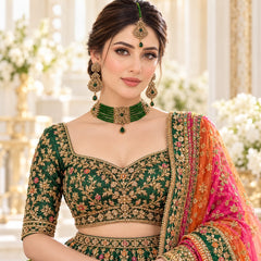 Rajwadi Choker Set-11 (Golden/Green)