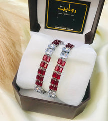 Zircon bangles-17 (Silver/Maroon)