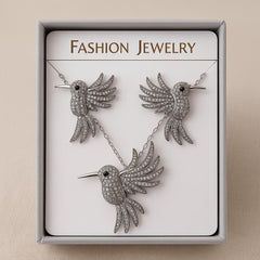 Zircon Locket Set-60 (Silver) (Bird)