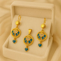 Gold Plated Locket Set-06 (Ferozi)