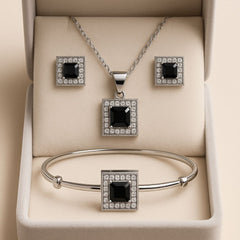 Zircon locket set & Kara-02 (Silver/Black)