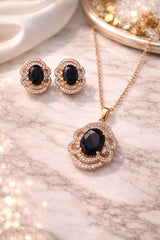 Zircon Locket Set-166 (Golden) (Black)