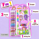 Cute Girl 7 in 1 Stationery Set