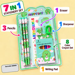 Cute Dino 7 in 1 Stationery Set