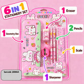 Cute Bunny 6 in 1 Stationery Set