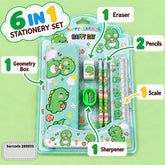 Cute Dino 6 in 1 Stationery Set