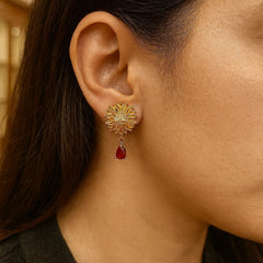 Zircon Earring-115 (Maroon)