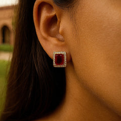 Zircon Earring-116 (Maroon)