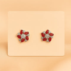 Zircon Fancy Studs-160(Silver/Maroon)