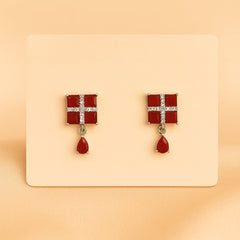 Zircon Earring-26 (Maroon)