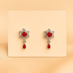 Zircon Studs-27 (Silver/Maroon)